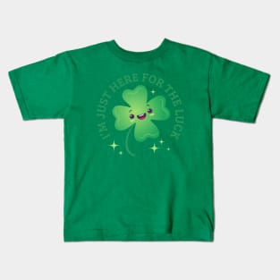 Cute four leaf lucky clover in cute kawaii style Kids T-Shirt